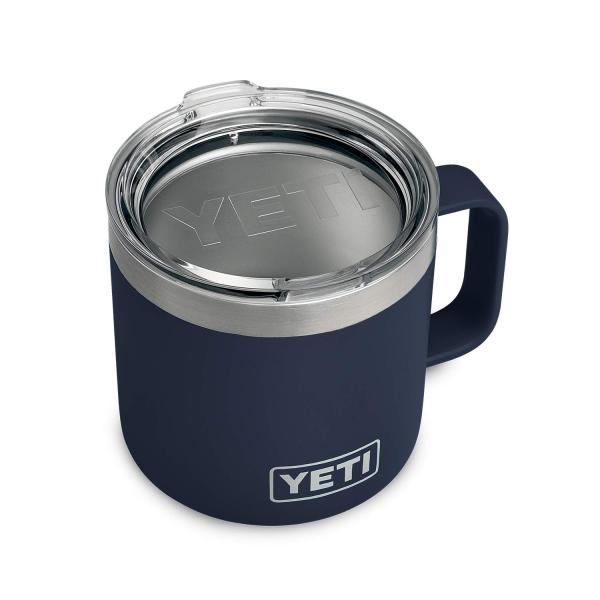 YETI Rambler 14オンス マグカップ 蓋付き 真空断熱 ステンレス製、ネイビー
