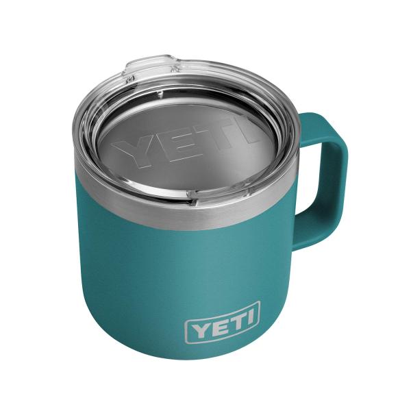 YETI Rambler 14オンス マグカップ 蓋付き 真空断熱 ステンレス製、リバーグリーン