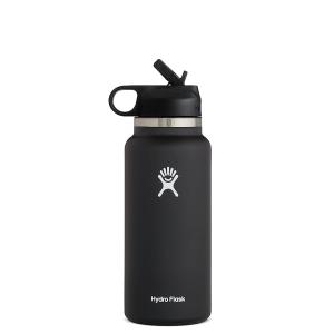 HYDRO FLASK 32 OZ WIDE MOUTH STRAW LID BLACK