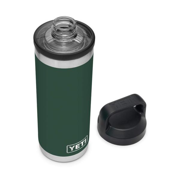 YETI Rambler 18オンス ボトル キャップ付き 真空断熱 ステンレス製、ノースウッズグリ...