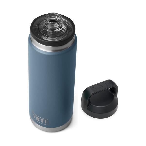 YETI Rambler 26オンス ボトル キャップ付き 真空断熱 ステンレス製、ノルディックブル...