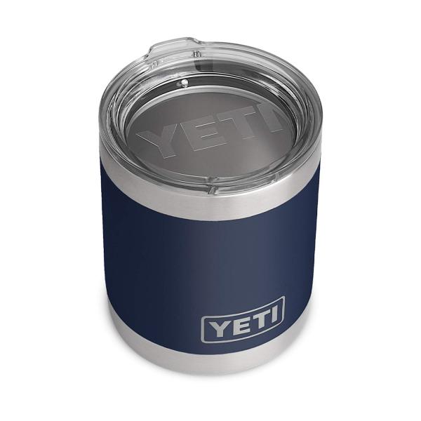 YETI Rambler 10オンス ローボール 蓋付き 真空断熱 ステンレス製、ネイビー