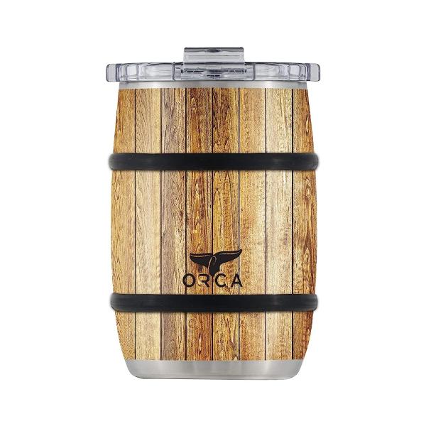 ORCA WHISKEY BARREL TUMBLER, 12 OZ. OAK WOOD GRAIN...