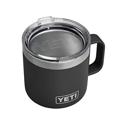 YETI Rambler 14オンス マグカップ 蓋付き 真空断熱 ステンレス製、ブラック
