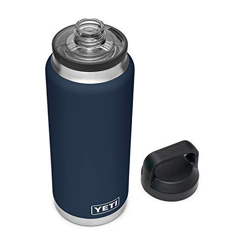YETI Rambler 36オンス ボトル キャップ付き 真空断熱 ステンレス製、ネイビー