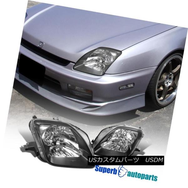 ヘッドライト 1997-2001ホンダプレリュードブラックヘッドライトクリアヘッドランプ交換L + ...