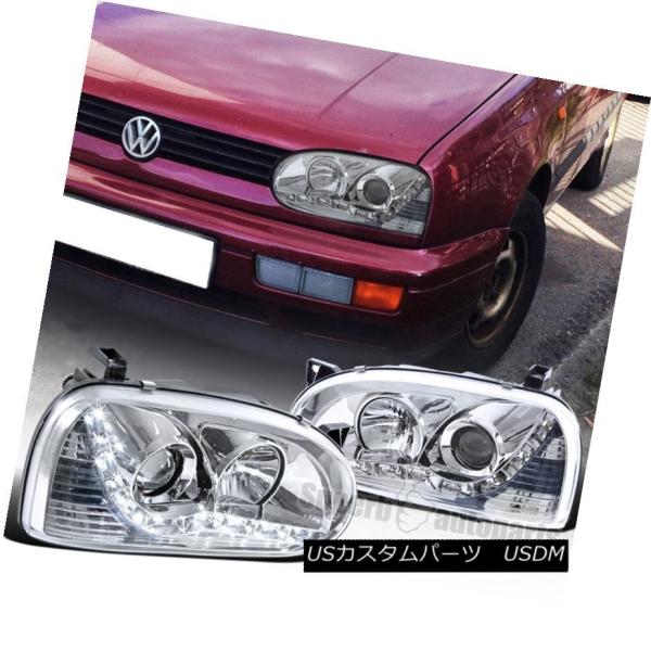 ヘッドライト 1993-1998 VWゴルフMK3 R8ループスタイルLEDクロームプロジェクターヘ...