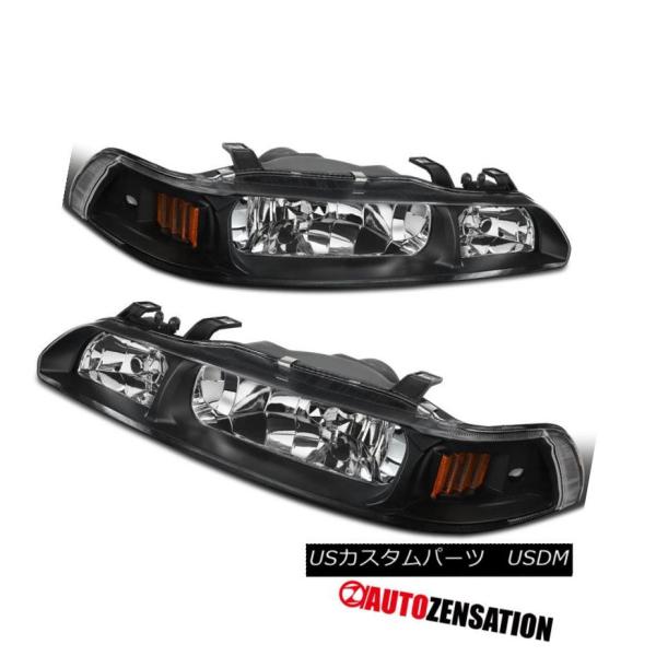 ヘッドライト 90-93 Acuraインテグラブラック1ピースヘッドライト+ Cor wbr>信号ラ...