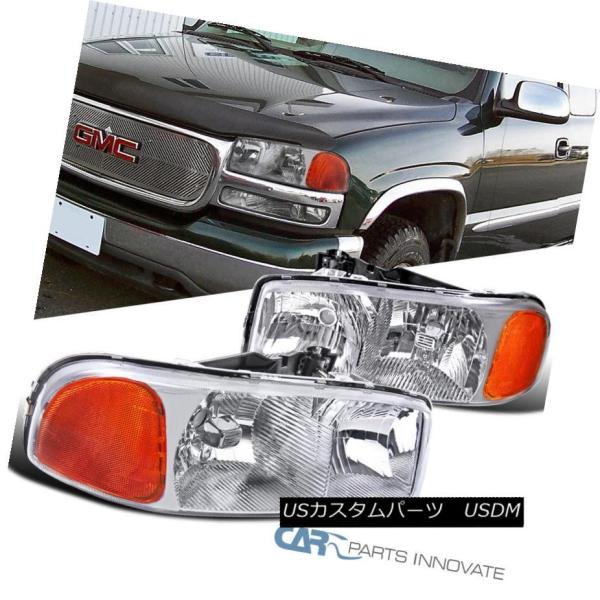 ヘッドライト 99-06 GMC Sierra 01-06ユーコンデナリXLピックアップクロームクリ...