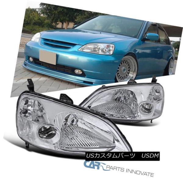 ヘッドライト 適合01-03ホンダシビックEM ES 2Dr / 4DrクーペセダンJDMクリアヘッ...