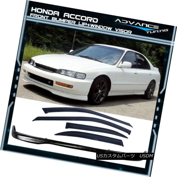 エアロパーツ 96-97ホンダアコード4Dr T-Rポリウレタンフロントバンパーリップ+サンウィンド...