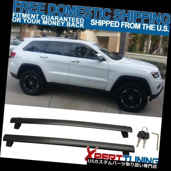 USキャリア キーロック付き11-18グランドチェロキーOEブラックルーフラックレールクロスバーにフ...