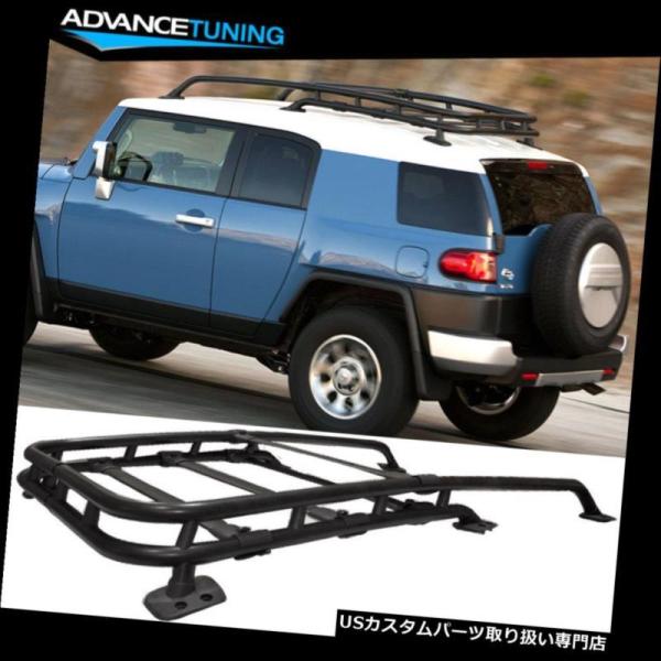 USカーゴ、ルーフ キャリア 07-14 FjクルーザーアルミOEブラックルーフラックレールクロスバ...