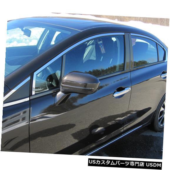 Window Accent 12-15ホンダシビック4dr QAAステンレス8個ウィンドウアクセント...