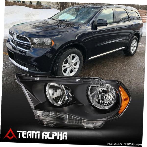 ヘッドライト 2011-2013ダッジデュランゴ[LHドライバー側]に適合ブラック交換ヘッドライトヘ...