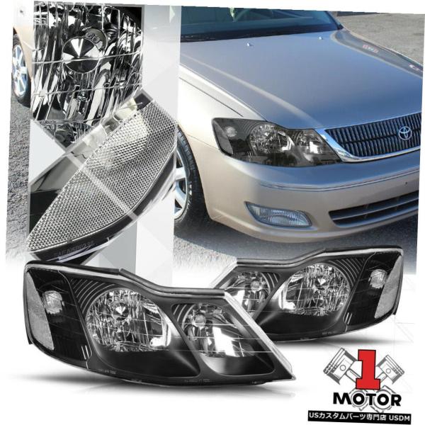 ヘッドライト 00-04トヨタアバロン用ブラックハウジングヘッドライトランプクリアターンシグナルリフ...