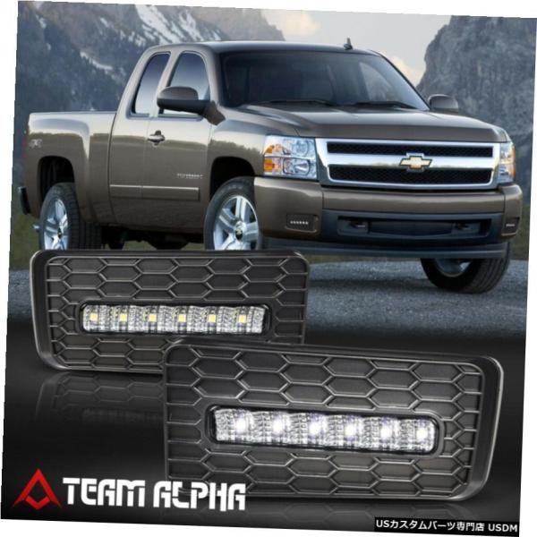 フィット2007-2018シルバラード/タホ/シエラ/ユーコン{LED DRL}フォグライトW /ス...