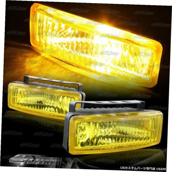 5" ×1.75" スクエアクローム/イエローバンパーフォグランプランプ+スイッチ+リレーユニバーサ...