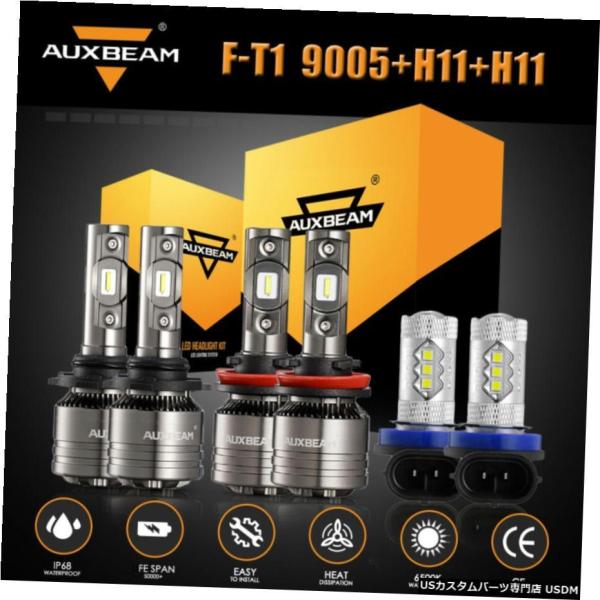 6X AUXBEAMコンボH11 9005 H16 LEDヘッドライトキット高低ビームフォグランプ6...