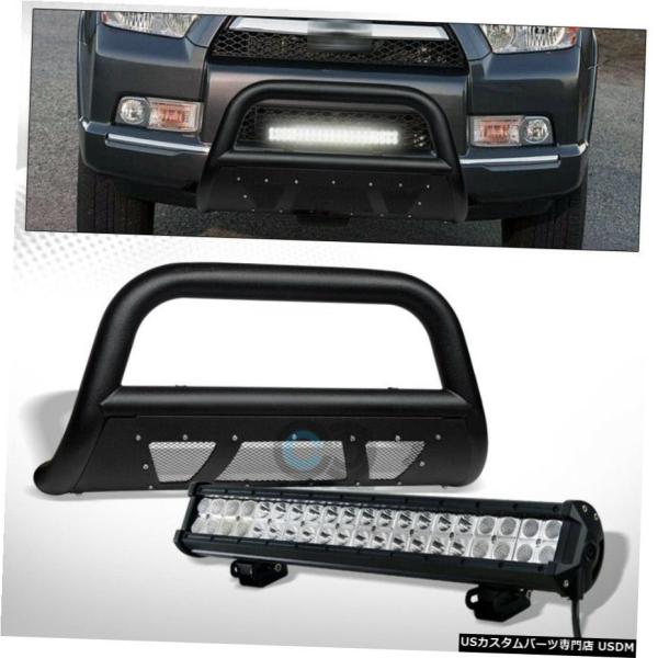 グリル Fits 10-20トヨタ・ハイラックスサーフ質感BLKスタッズメッシュブルバー+ 120W...