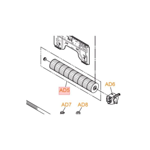 パナソニック　エアコン用　クロスフローファン　部品コード：ACRH02C01090　【図AD5】のみ...
