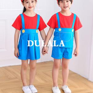 マリオ風 コスプレ衣装 子供 半袖 ドレス コスチューム