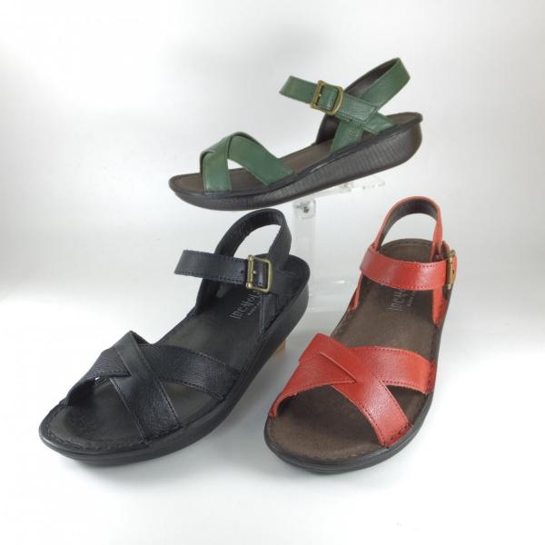 サンダル レディース 歩きやすい インコルジェ サンダル INCHOLJE 8859 クロ グリーン...