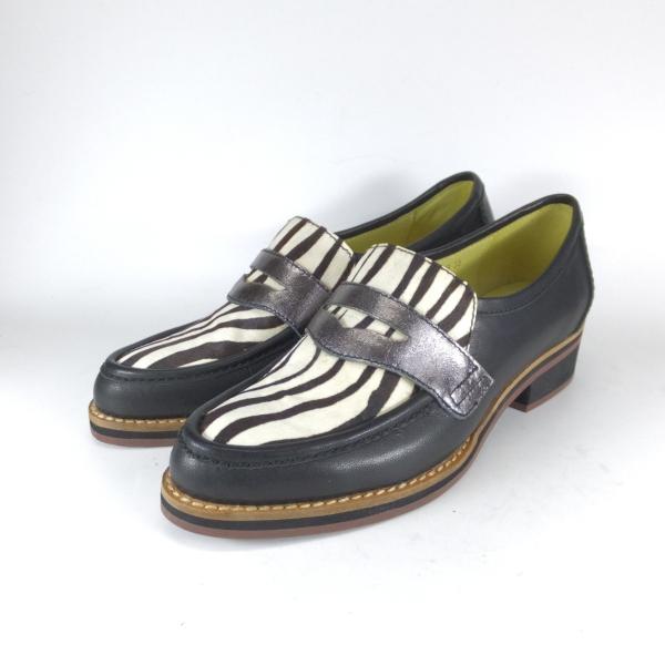 mana 靴 セール MANA 551038 クロ シロ ゼブラ ローファー レディース マニッシュ...