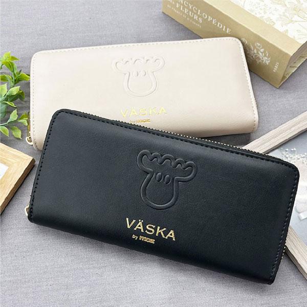 長財布 VASKA by moz ベスカバイモズ 送料無料 新品 エンボスフェイス ラウンドファスナ...