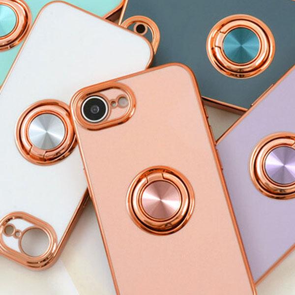 iPhone 16e スマホケース スマホリング付き メタルカラー バンパー ソフト クリアケース ...