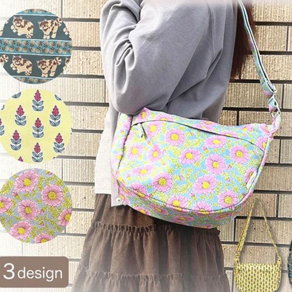 ショルダーバッグ ブロックプリント 三日月ショルダーバッグ フロムホリデー レディース ネコ ねこ ...