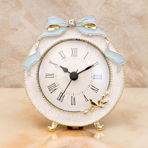 置時計 アンティーク風 おしゃれ 時計 北欧 ブルーリボン ヨーロッパ風 置き時計 ウォールクロック...