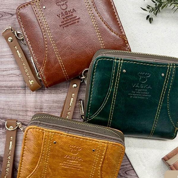 財布 VASKA by moz ベスカバイモズ 札入れ 送料無料 新品 ラウンドファスナー 二つ折り...