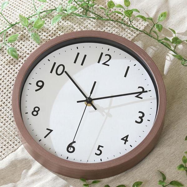 掛け時計 直径25cm フォレスト 木目調 電池式 不二貿易 時計 壁掛け 掛時計 掛時間 ウォール...