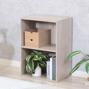 カラーボックス 可動棚2段 アッシュグレー シェルフ キャビネット 書庫 本棚 収納 キャビネット 木製ラック 2段 多目的収納棚 多目的収納