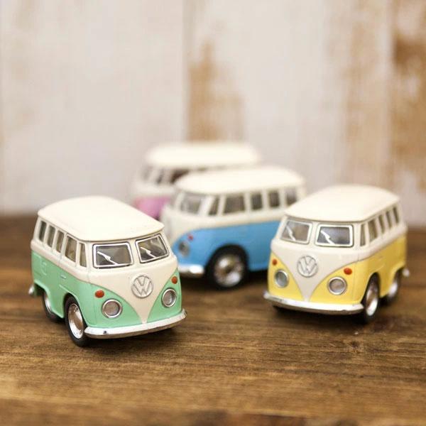 ミニカー 4台セット ダイキャストミニカー バス セット Little Van イエロー ピンク グ...