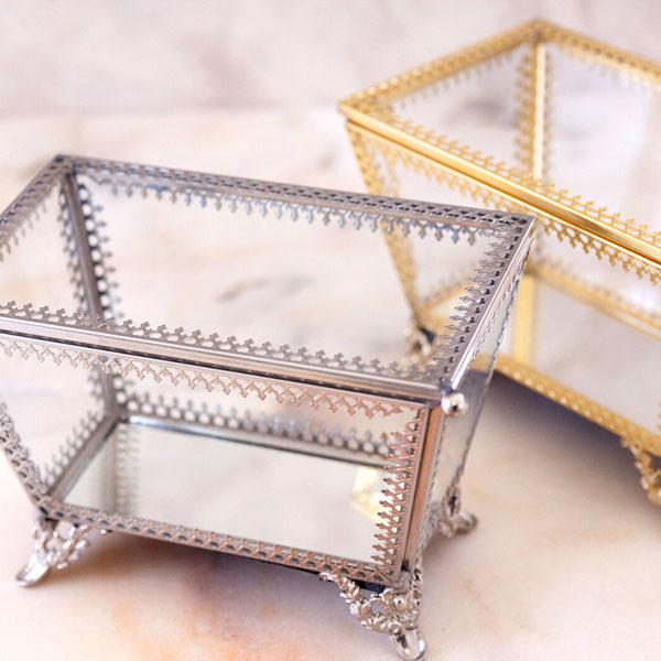 ジュエリーケース 小物入れ ガラスジュエリーボックス アクセサリーケース ガラス アクセサリー収納 ...