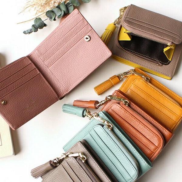 本革 二つ折り財布 ミニ財布 コンパクト フリンジ L字ファスナー 財布 LIZDAYS リズデイズ...