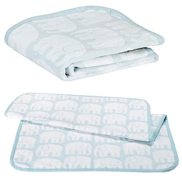 西川 綿毛布 ベビー用 フィンレイソン エレファンティ ゾウ コットン ブルー 85x115 保育園...