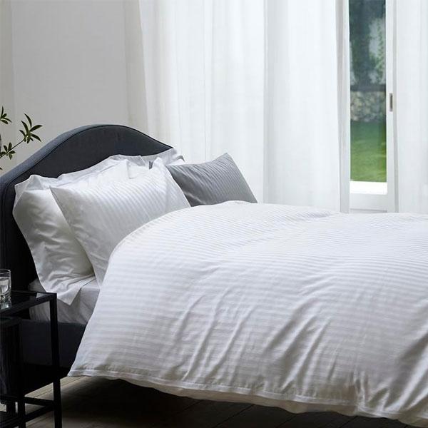 西川 24+ 掛けふとんカバー ストライプ ホテルタイプ 80サテン シングル 日本製 TF4655...