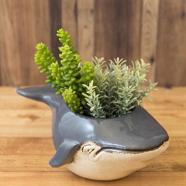 セラミックプランター フラワーポット クジラ プランター 植木鉢 おしゃれ 観葉植物 鉢 植物 屋外...