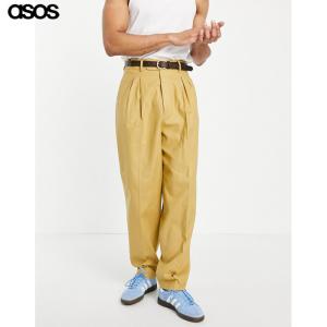 クリアランス エイソス Asos Design メンズ スキニー スリム ボトムス パンツ High Waist Slim Smart Trouser In Mustard Linen マスタード 在庫一掃最安挑戦 Lovemesomegadgets Com