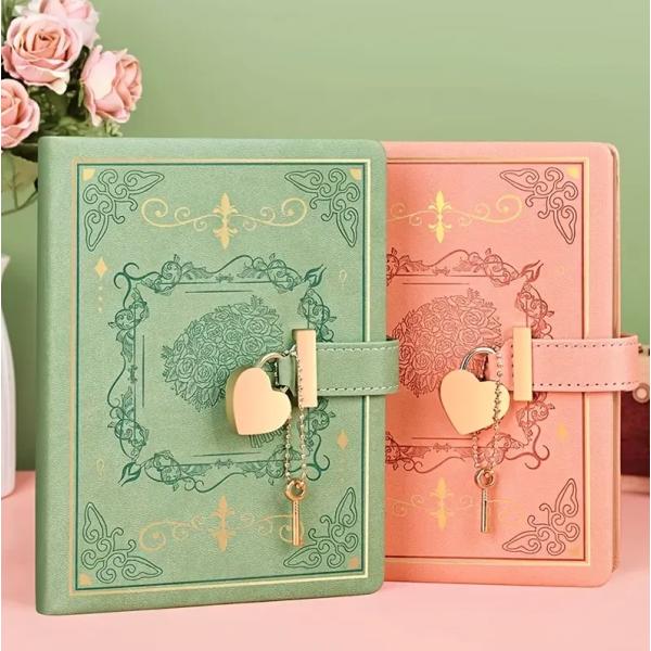 鍵付きダイヤリー 日記帳 交換ノート かわいい 女の子 キュート ノート ビンテージ風 B6サイズ ...