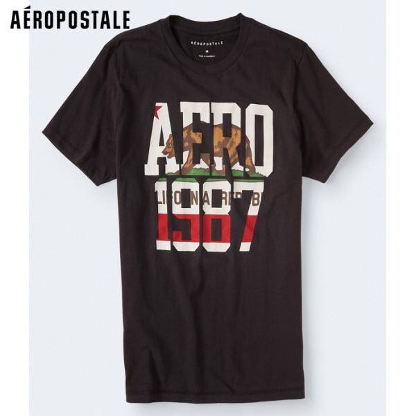 エアロポステール メンズ Tシャツ ロゴT ブラック Aero Bear 1987 Graphic ...