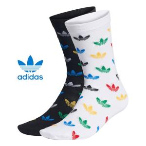 adidas アディダス オリジナルス 靴下 トレフォイルオールオーバー 薄手クルーソックス 2足組 CREW SOCKS 2P ソックス メンズ レディース IZD52｜usual