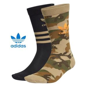 adidas アディダス オリジナルス 靴下 カモクルーソックス CAMO CREW SOCKS 2Pソックス ブラックライン ベージュ迷彩 メンズ レディース IZB94｜usual