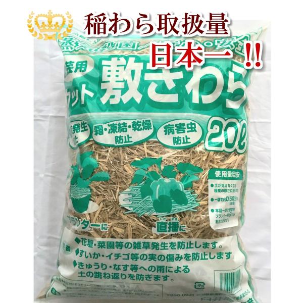 カットわら 20リットル  敷き藁 稲わら 家庭菜園 天然のマルチング 小動物ゲージ床材 わらすさ ...