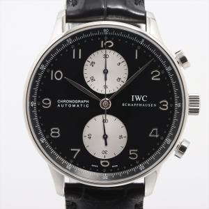 IWC ポルトギーゼ クロノグラフ IW371404 SS×革 AT 黒文字盤