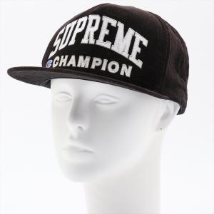 チャンピオンｘシュプリーム キャップ コーデュロイ ブラック 17SS Champion 5-Panel Cap｜usus