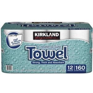 カークランド キッチン ペーパータオル KIRKLAND カークランド シグネチャー ロールタオル(ペーパータオル) 2枚重ね 160カット12ロール